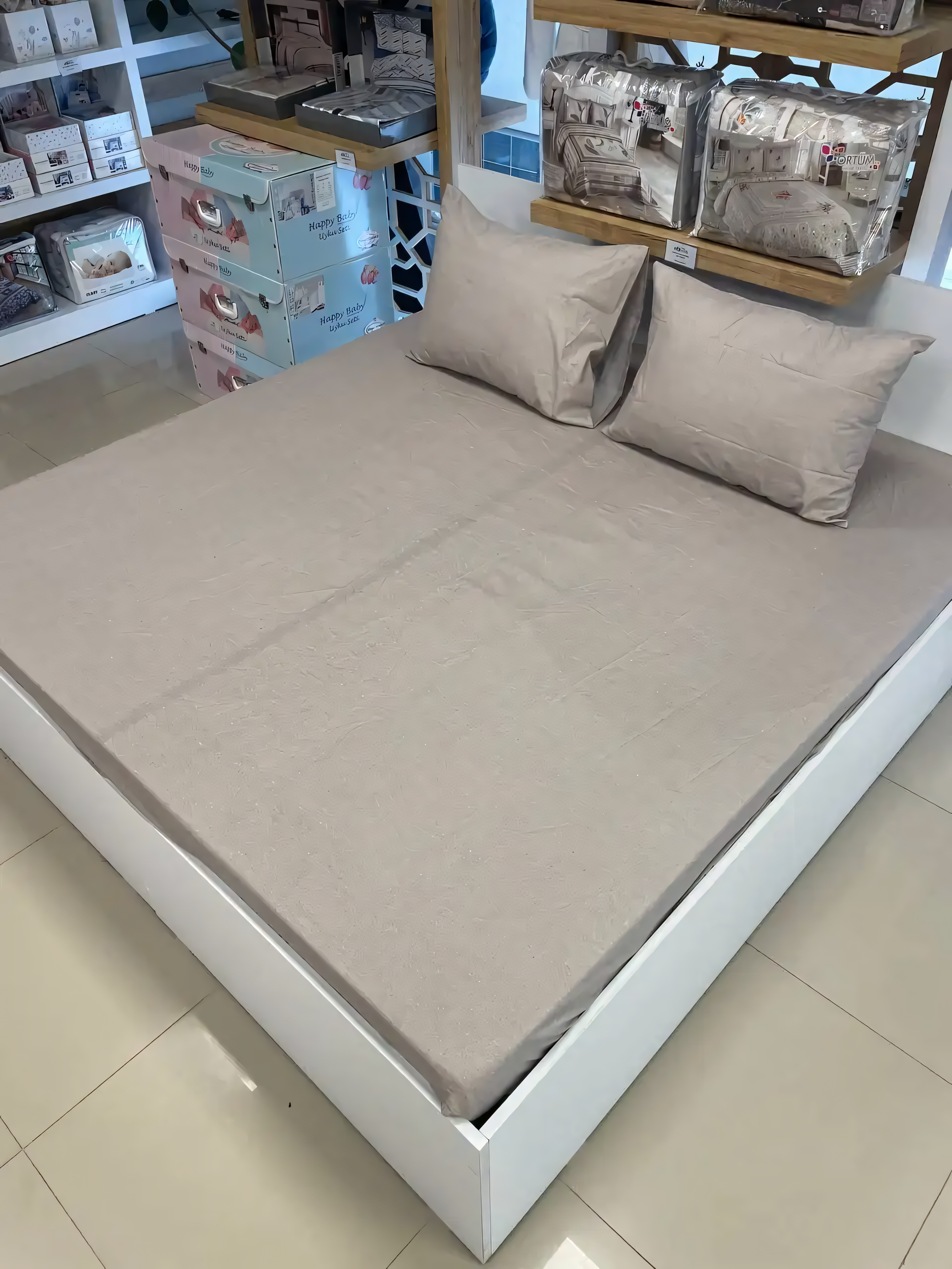 BATTAL BOY LASTİKLİ ÇARŞAF SETİ - BEJ