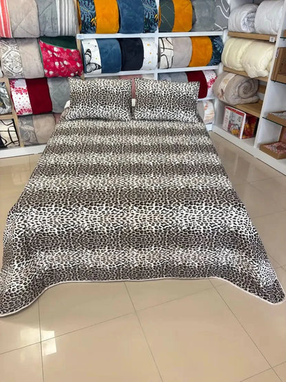 Çift Kişilik Battal Boy Pamuklu Yatak Örtüsü & Pike Takımı - LEOPAR